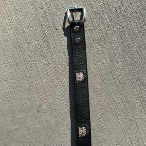 Betty Boop genuine leather black belt silvertone buckle size 34 gently w…